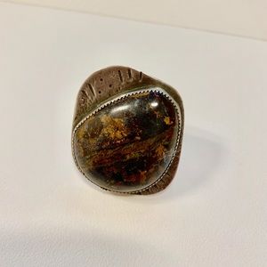 Chocolate Brown ring flecked with gold and copper